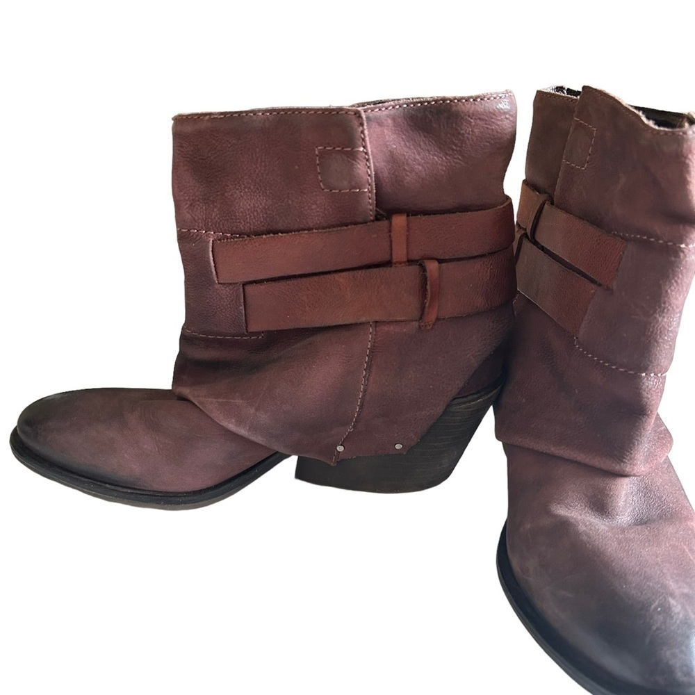 Sheridan Mia Brown Block Heel Nubuck Leather Buckle Womens Ankle Bootie Size 8 - Picture 4 of 10